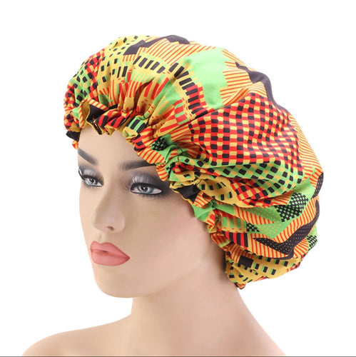 Afrikanischer Kente Print Einstellbare Schlafhaube / Satin Hair Bonnet