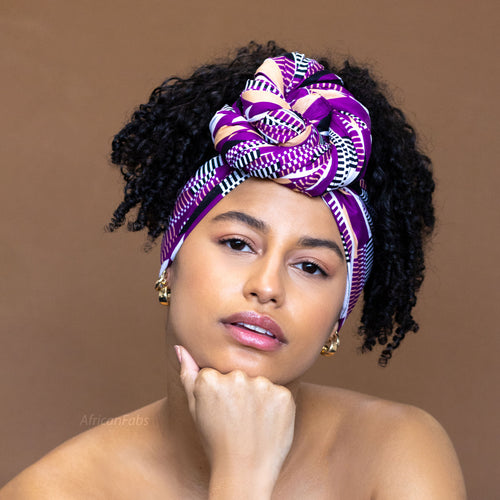 Afrikanisches Kopftuch / headwrap - Lila kente