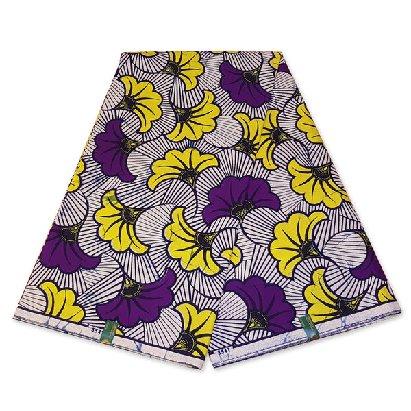 VLISCO Stoff Hollandais Afrikanischer Wax print - Lila Wedding Flowers