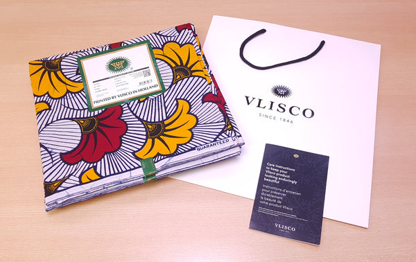 VLISCO Stoff Hollandais Afrikanischer Wax print - Weiss Wedding Flowers