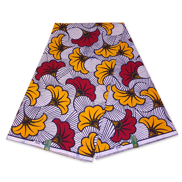 VLISCO Stoff Hollandais Afrikanischer Wax print - Weiss Wedding Flowers