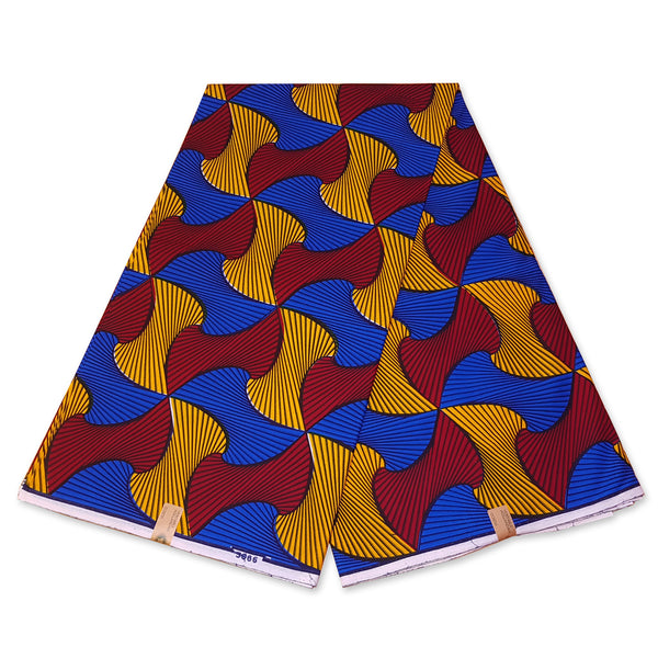 VLISCO Stoff Hollandais Afrikanischer Wax print - Rot / Gelb / Blaues Santana