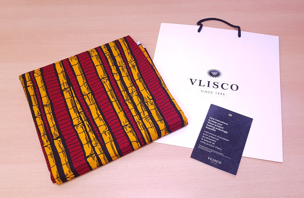 VLISCO Stoff Hollandais Afrikanischer Wax print - Rot / Gelbe Sugar Cane plant