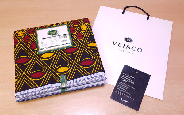 VLISCO Stoff Hollandais Afrikanischer Wax print - Rot / Gelbe Banga