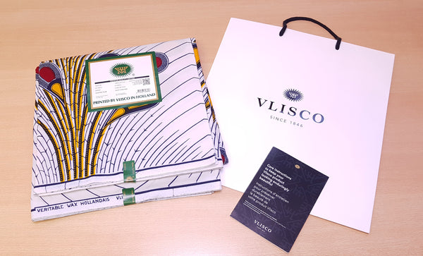 VLISCO Stoff Hollandais Afrikanischer Wax print - Weiss / Rote Electric Bulb