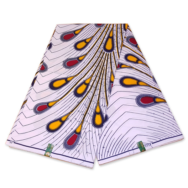 VLISCO Stoff Hollandais Afrikanischer Wax print - Weiss / Rote Electric Bulb