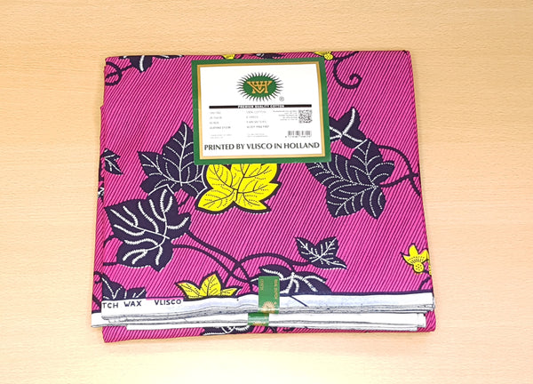 VLISCO Stoff Hollandais Afrikanischer Wax print - Rosa Gelbe flowertrail