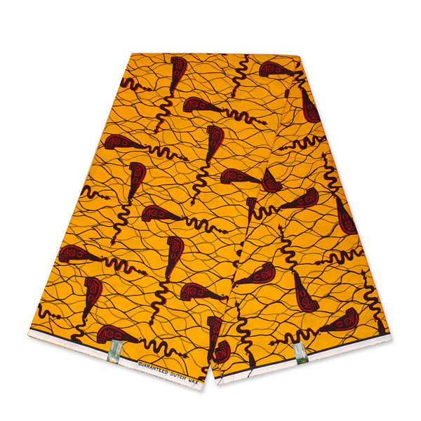 VLISCO Stoff Hollandais Afrikanischer Wax print - Gelb / Rote Bottle opener