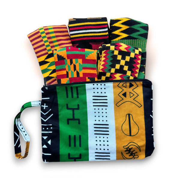 Afrikanische Socken / Afro-Socken-Set AKWAABA mit Tasche - Set mit 5 Paaren
