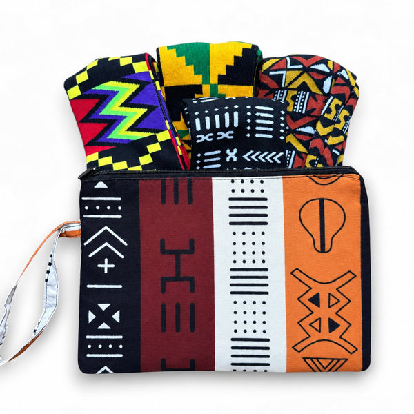 Afrikanische Socken / Afro-Socken-Set OHENEBA mit Tasche - Set mit 4 Paaren