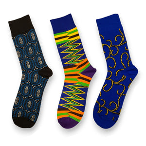 Afrikanische Socken / Afro-Socken - Satz mit 3 Paaren - Blau