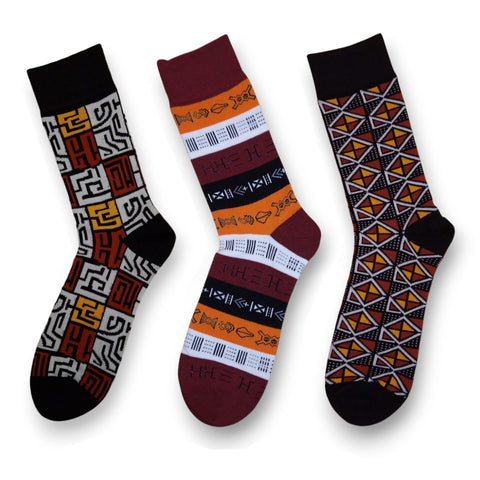 Afrikanische Socken / Afro-Socken - Satz mit 3 Paaren - Braun ADWOA