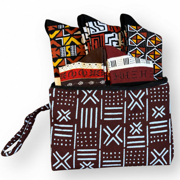 Afrikanische Socken / Afro-Socken-Set MENSAH mit Tasche - Set mit 5 Paaren
