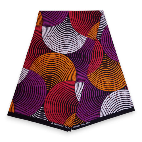 Haarband / Stirnband / Kopfband für Kinder in Afrikanischer Print - Orange Lila Concentric Circles