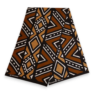 Afrikanischer Print Stoff - Dunkelbraun und Schwarz Bogolan - 100% Baumwolle