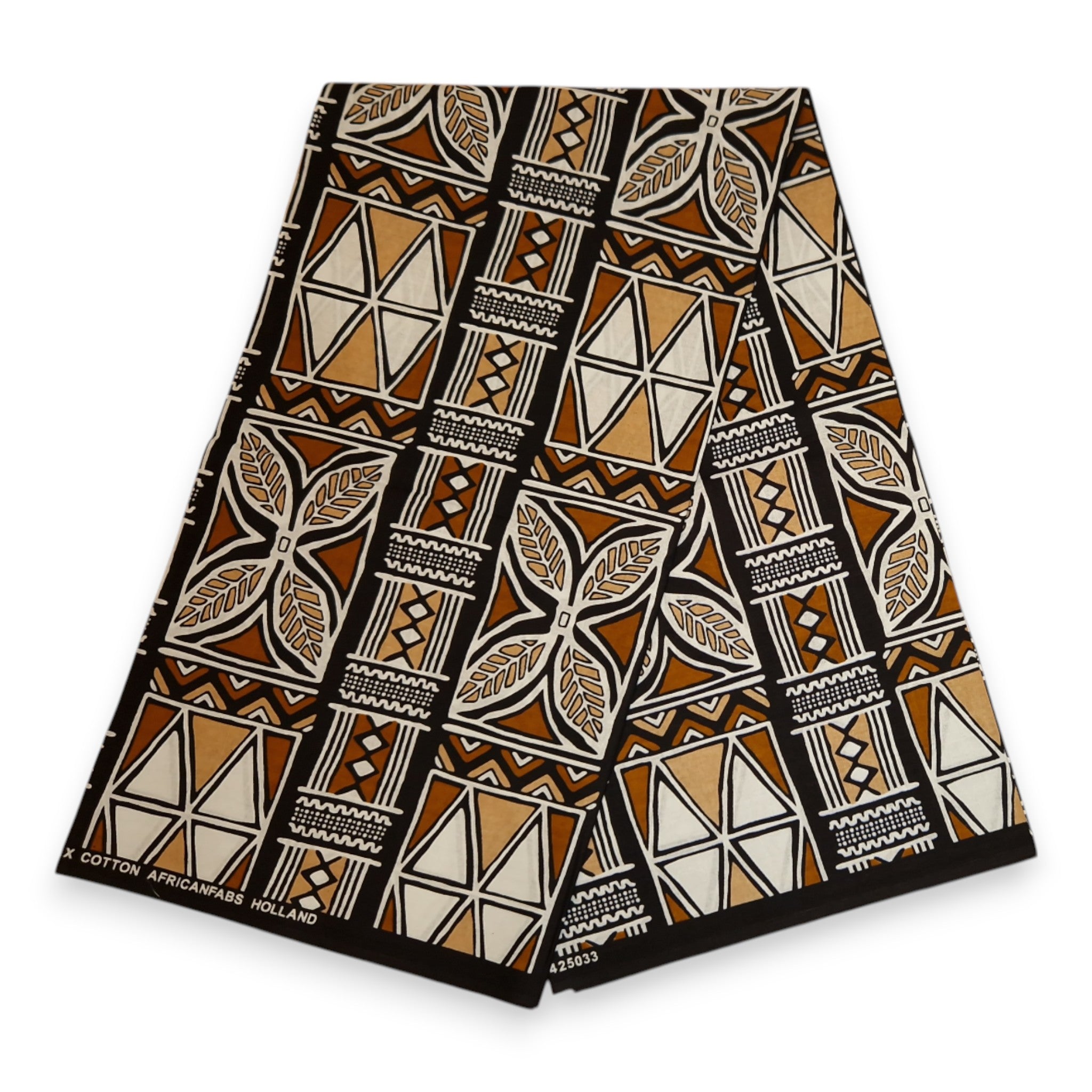 Afrikanischer Print Stoff - Braun und Weiß Bogolan Symbols - 100% Baumwolle