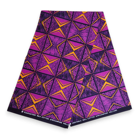 Afrikanischer Print Stoff - Lila und Gelb African Prism - 100% Baumwolle