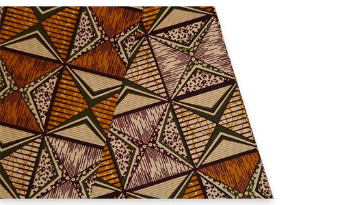Afrikanischer Print Stoff - Orange und Olivgrün African Prism - 100% Baumwolle