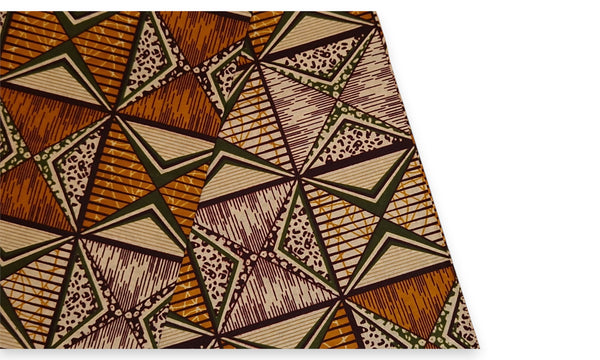 Afrikanischer Print Stoff - Orange und Olivgrün African Prism - 100% Baumwolle