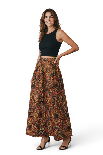 Afrikanischer Wax Print Stoff - Braun Savanna Sun - 100% Baumwolle