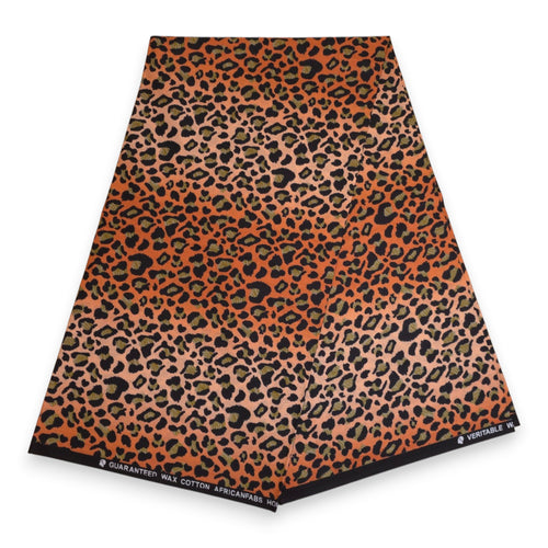 Haarband / Stirnband / Kopfband in Afrikanischer Print - Orange Beige Leopard Spots