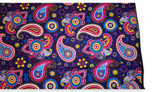 Afrikanischer Print Stoff - Blau Rosa Paisley - 100% Baumwolle
