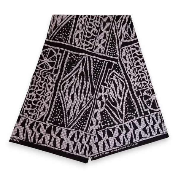 Afrikanisches Kopftuch / headwrap - Schwarz & Weiß Ndop Cameroon