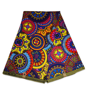 Afrikanischer Print Stoff - Multicolor disks - 100% Baumwolle