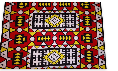Afrikanischer Print Stoff - Rot Samakaka / Samacaca (Angola) - 100% Baumwolle