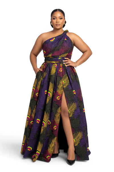 Afrikanischer Wax Print Stoff - Lila Gelb Royal Peacock - 100% Baumwolle