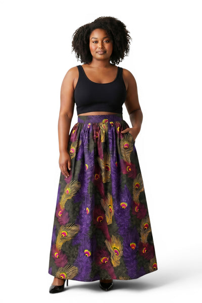 Afrikanischer Wax Print Stoff - Lila Gelb Royal Peacock - 100% Baumwolle