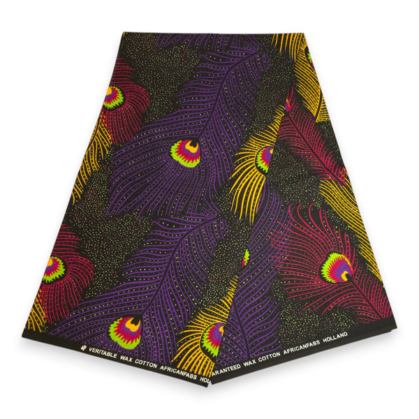 Afrikanisches Kopftuch / headwrap - Lila Gelb Royal Peacock