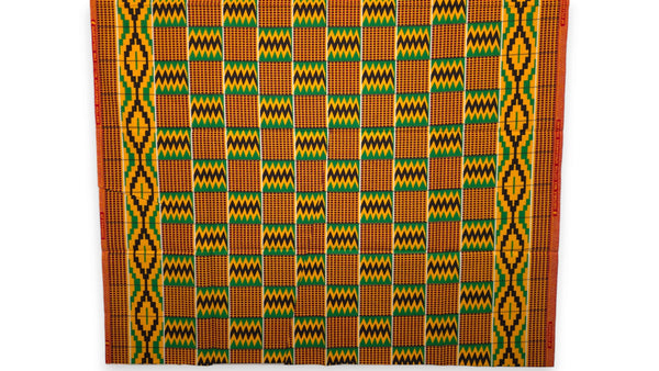Afrikanischer Wax Print Stoff - Grün Kente Print Zigzag Ghana - 100% Baumwolle