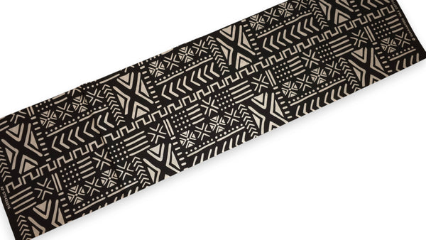Afrikanischer Wax Print Stoff - Schwarz Weiß Bogolan Spirit - 100% Baumwolle