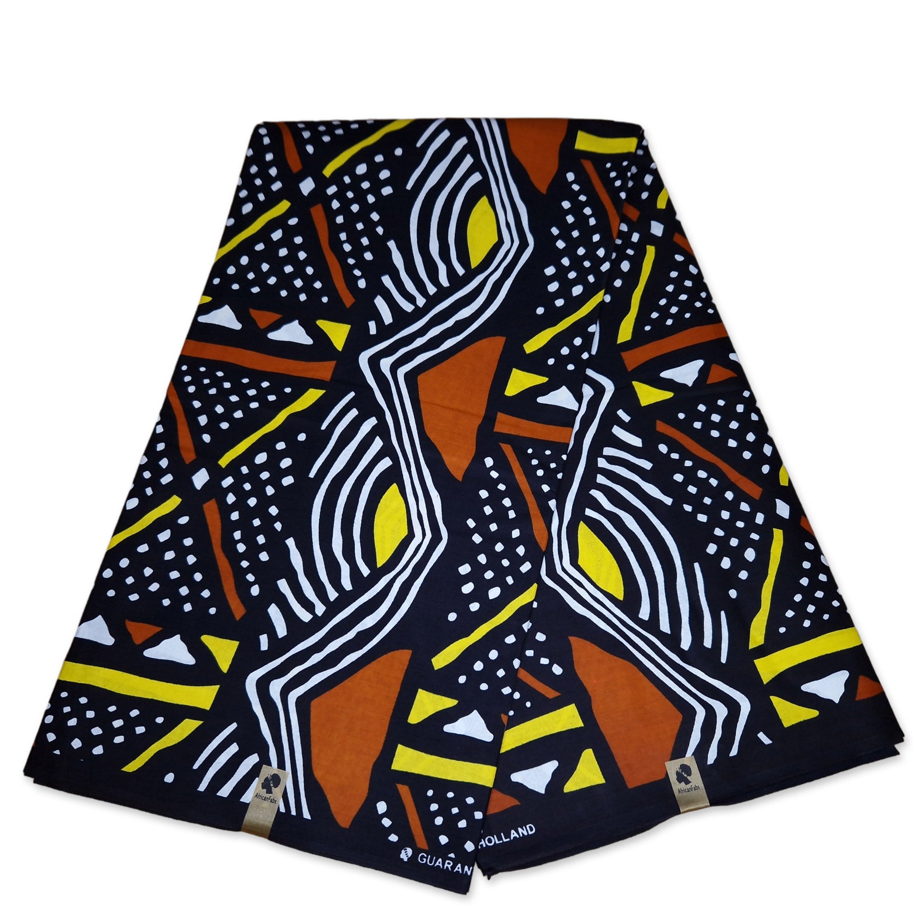 Afrikanischer Print Stoff - Gelb Bogolan / Mud cloth AF-4025