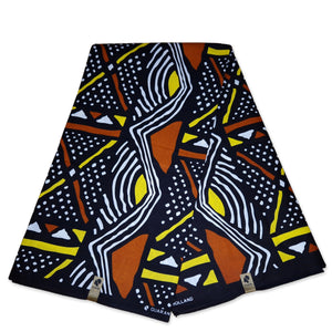 Afrikanischer Print Stoff - Gelb Bogolan / Mud cloth AF-4025