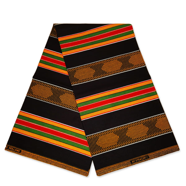 Haarband / Stirnband / Kopfband in Afrikanischer Print - Schwarz Pan African kente