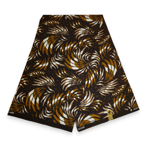 Afrikanischer Print Stoff - Mix Braun Feathers - 100% Baumwolle