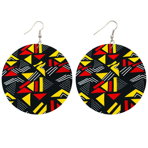 Schwarze / Rot / Gelbe Bogolan - Afrikanische Ohrringe