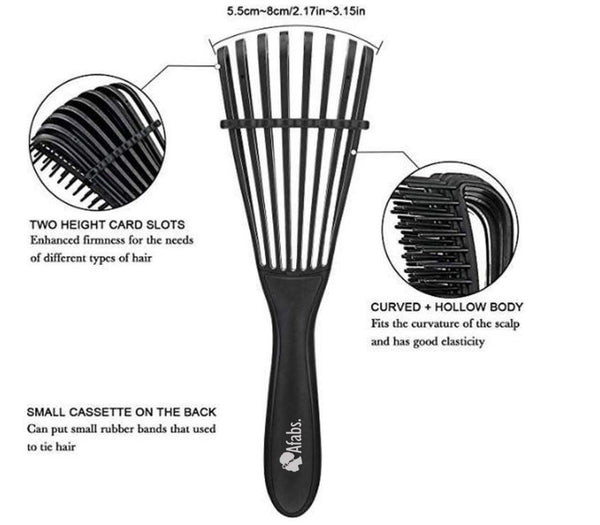 Afabs® Schwarze Anti-Tangle Haarbürste + Schwarze Satin Bonnet | Entwirrungsbürste | Hair bonnet | Kamm für Locken | Lockenhaarbürste