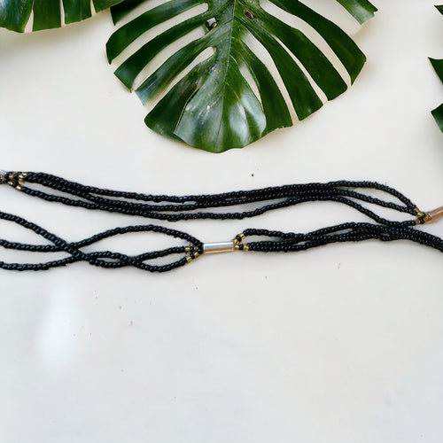 3 in 1 Waist Beads / Afrikanische Taillenkette - IYORE- Schwarz (elastischem )