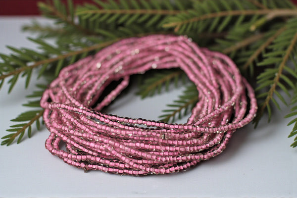 Waist Beads / Afrikanische Taillenkette - ASEMOTA - Rosa (elastisch)
