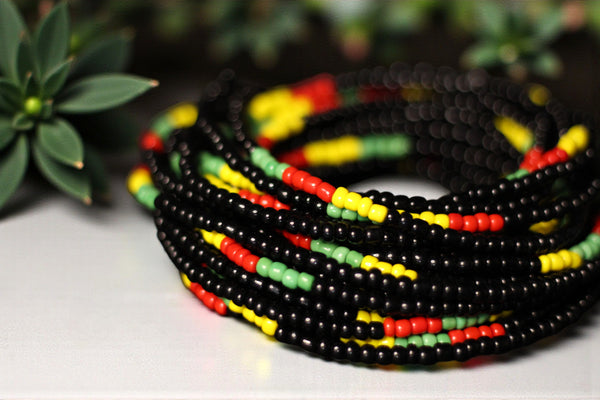 Waist Beads / Afrikanische Taillenkette - ITOHAN- Schwarze mehrfarbig (elastisch)