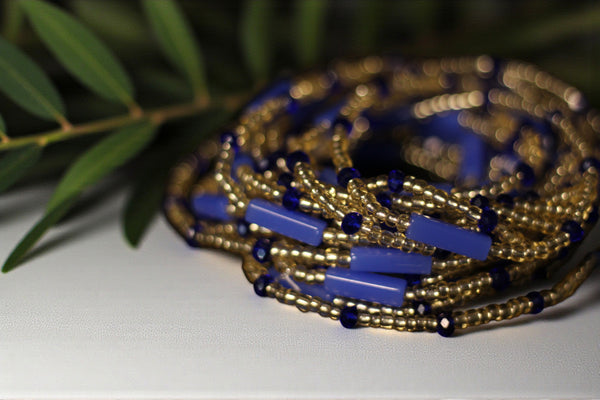 Waist Beads / Afrikanische Taillenkette - IFUEKO - Blau (elastisch)
