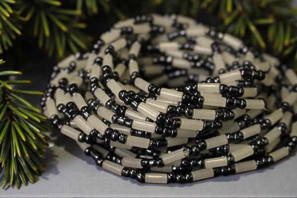 Waist Beads / Afrikanische Taillenkette - OTASOWIE - Grau (elastisch)