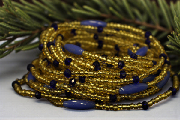 Waist Beads / Afrikanische Taillenkette - AMADIN - Blau (elastisch)