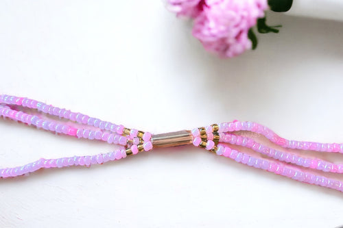 3 in 1 Waist Beads / Afrikanische Taillenkette -  AME - Rosa (elastisch)