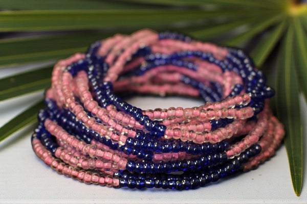 Waist Beads / Afrikanische Taillenkette - ADODO - Lila / Rosa (elastisch)