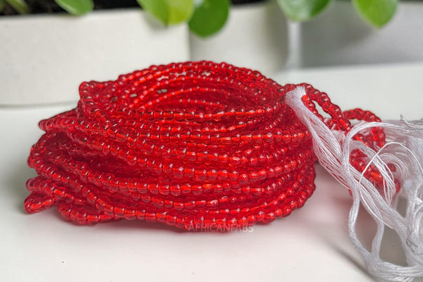 Waist Beads / Afrikanische Taillenkette - Abiémwénse  - Rot (Traditionelle nicht elastische Schnur)