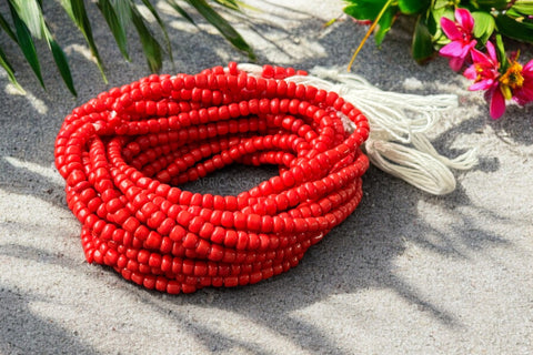 Waist Beads / Afrikanische Taillenkette - Abiémwénse - Rot (Traditionelle nicht elastische Schnur)